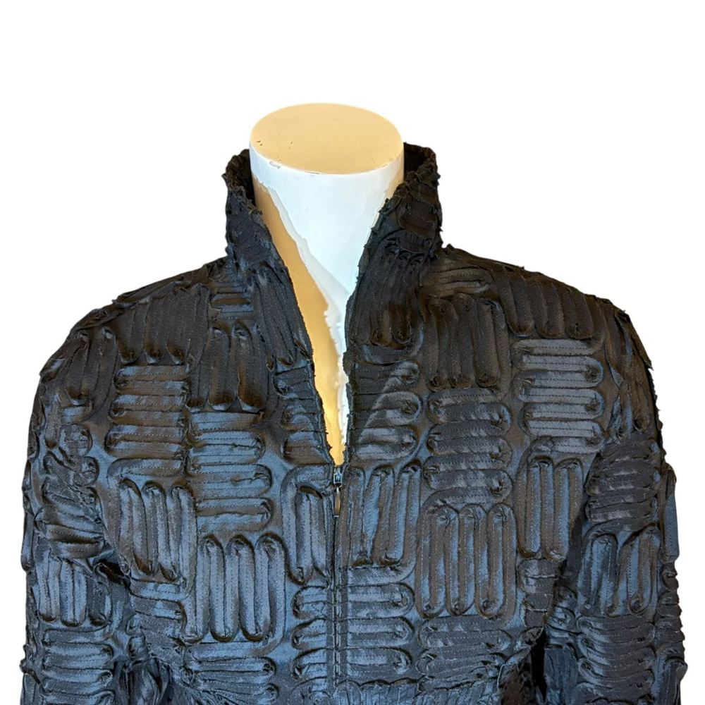 Samuel Dong Origami Textured Architectural Jacket,L, Sculptural Zip Front - Picture 6 of 16